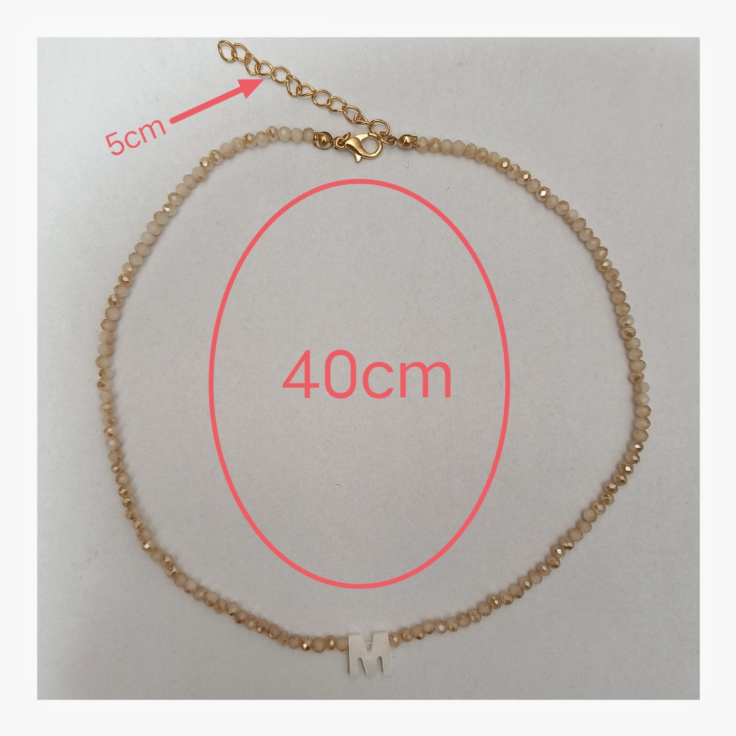 Preorder: Neutral Crystal Beaded Initial Necklace