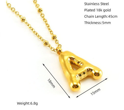 Preorder: Bubble Letter Initial Necklace