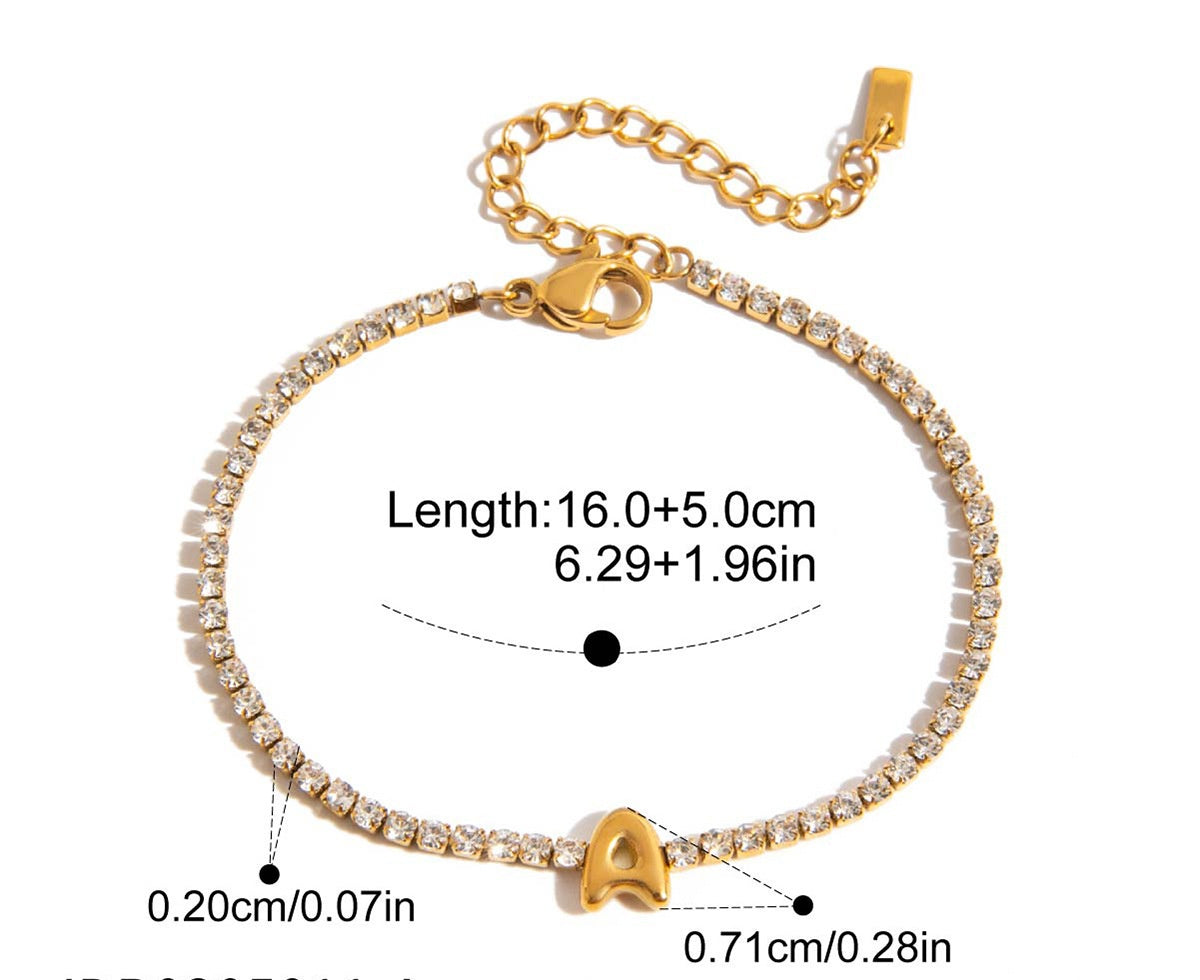 Preorder: Gemstone Bubble Letter Initial Bracelet