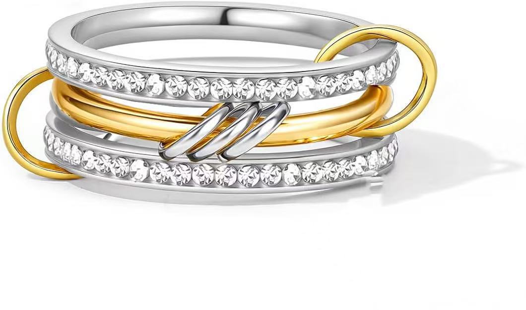 Preorder: Mixed Metal Pavé Link Rings