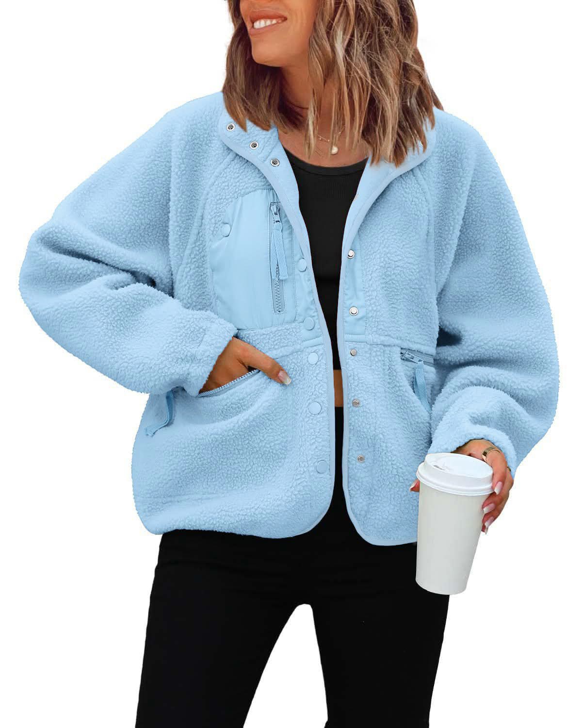 Fleece Button Down Sherpa Jacket