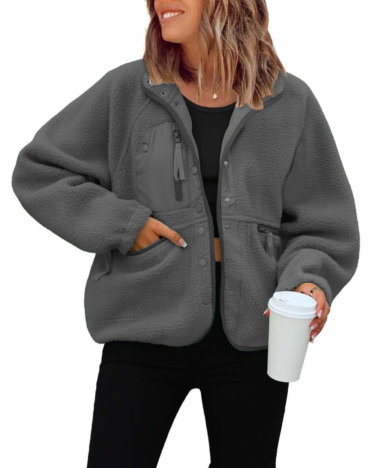 Fleece Button Down Sherpa Jacket