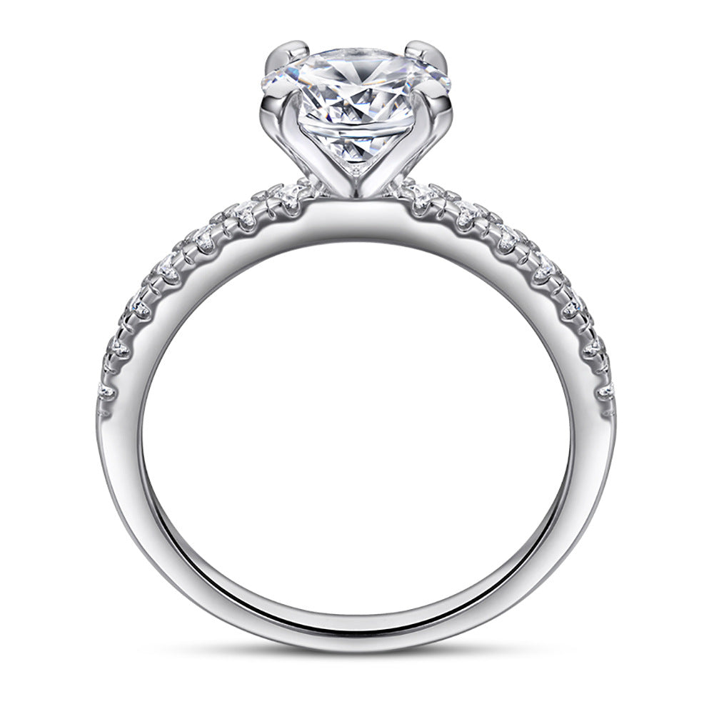 *Brilliant Round Cut Engagement Style Ring- SILVER SIZE 5