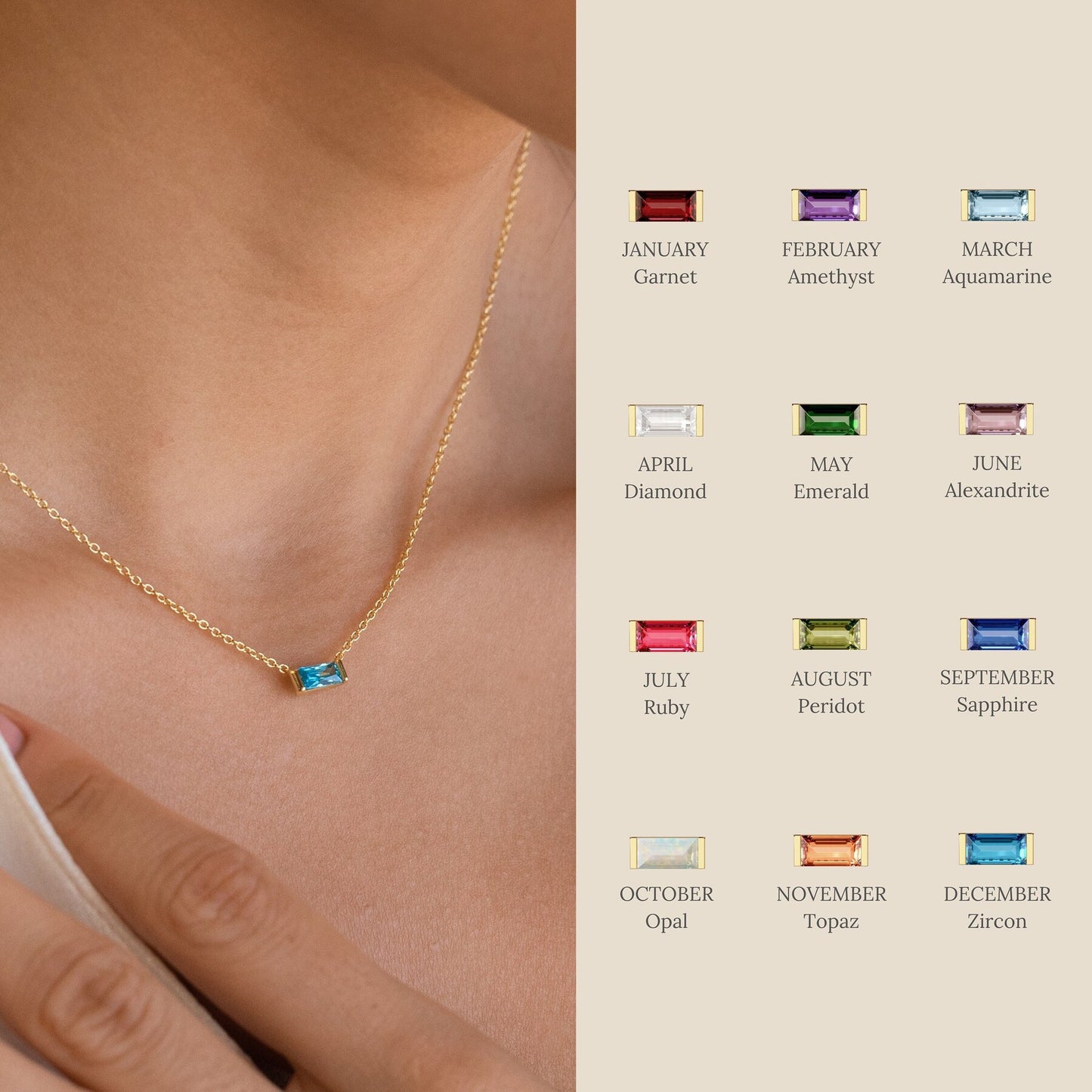 * Dainty Birthstone Pendant Necklace * FEBRUARY