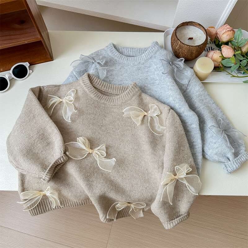Little Girls Holiday Bow Sweater