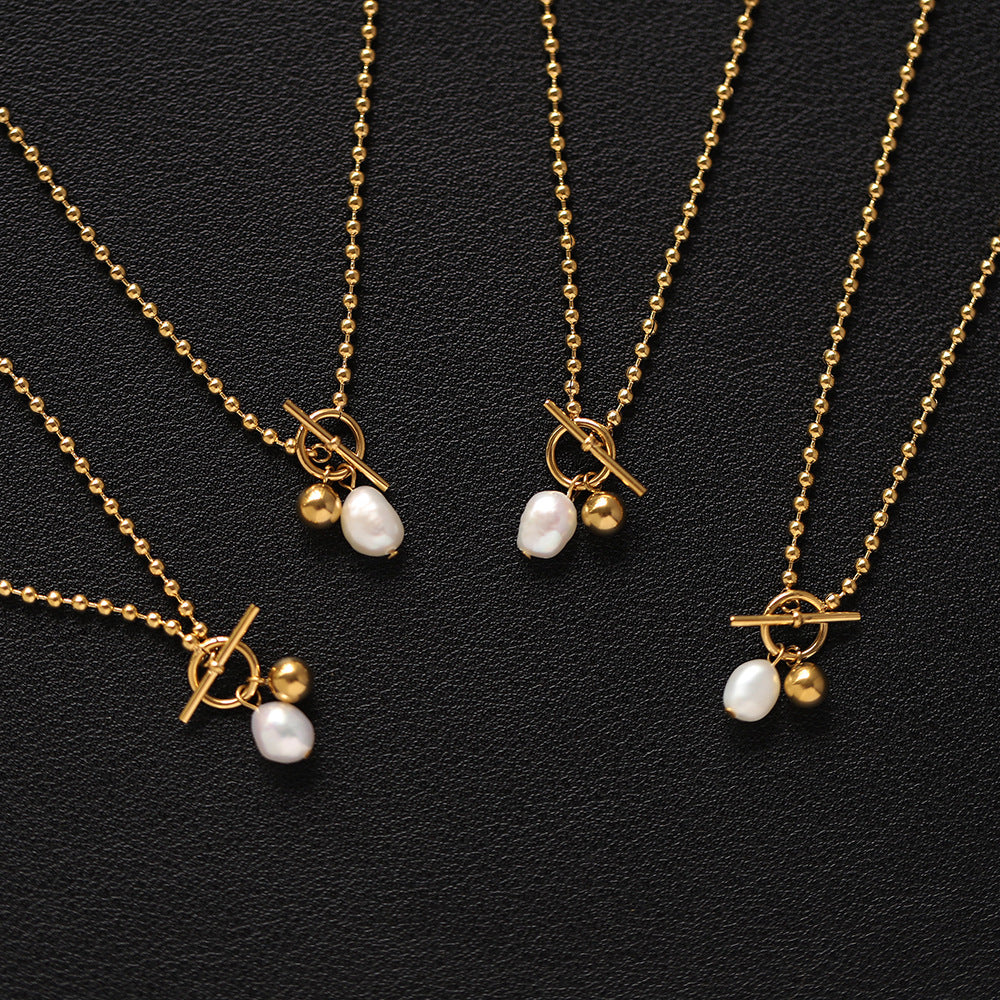 Preorder: Lustrous Pearl and Gold Ball Necklace