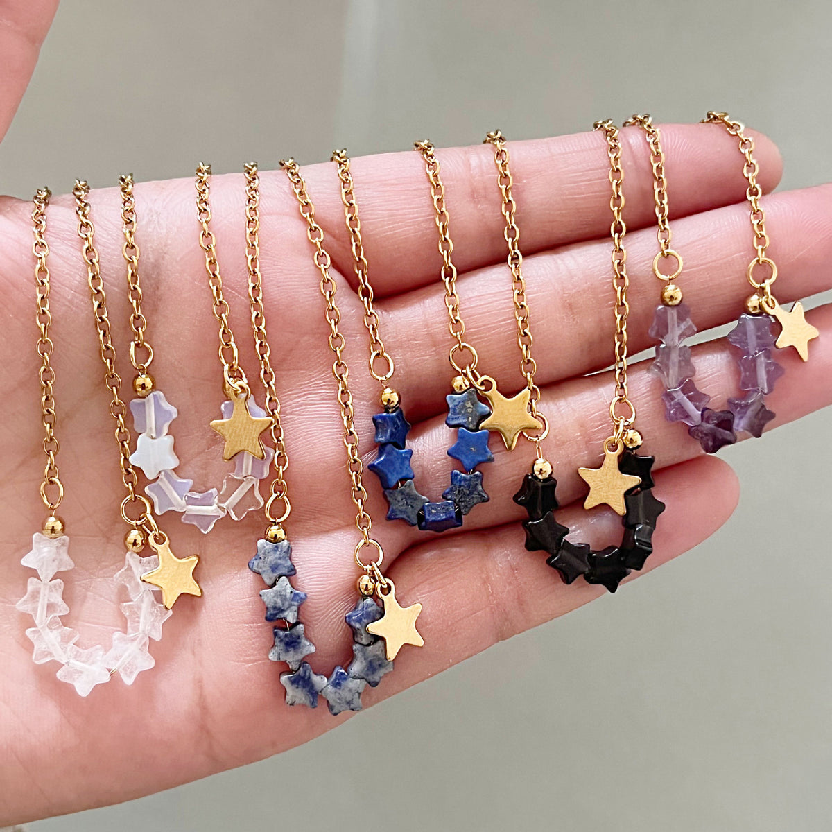 Starry Skies Natural Stone Charm Necklace