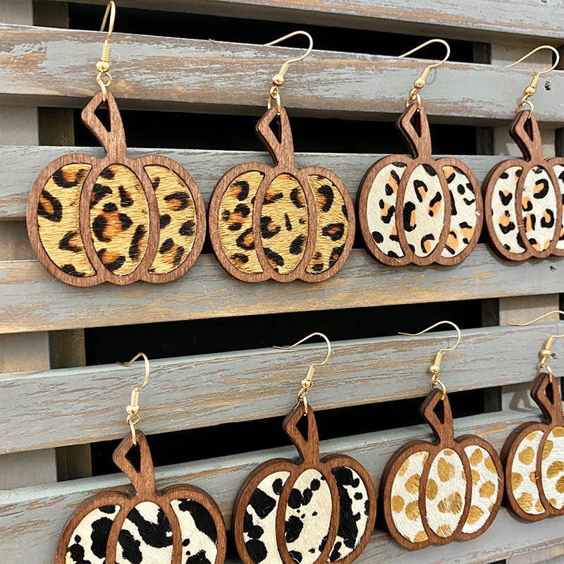 Animal Print Pumpkin Earrings