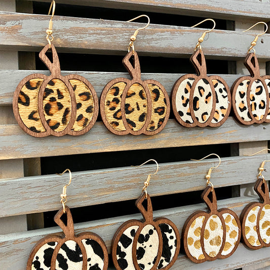 Animal Print Pumpkin Earrings