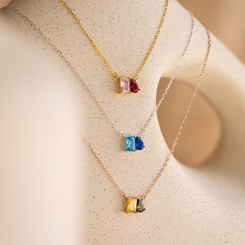 Preorder: Custom Mixed Birthstone Necklace and Matching ring