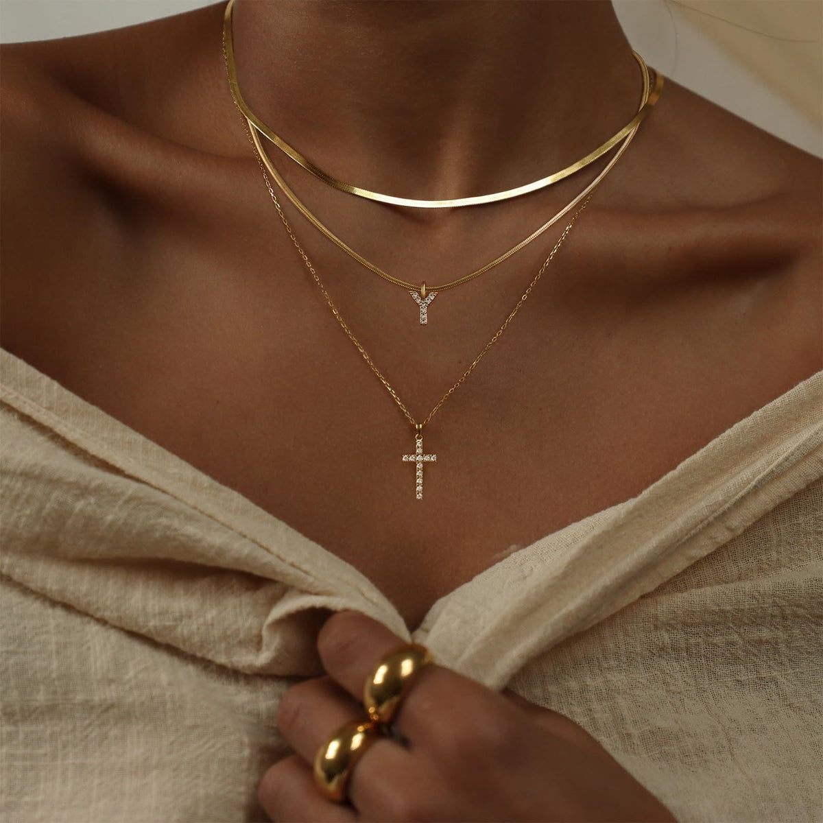 Golden Grace Layered Initial Necklace