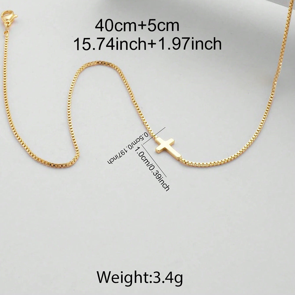 Preorder: Box Chain Cross Necklace