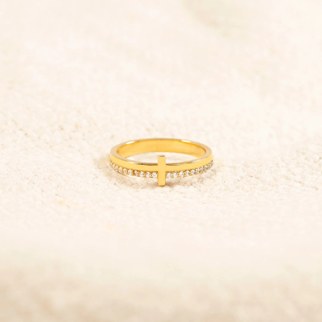 Sterling Cross Ring GOLD