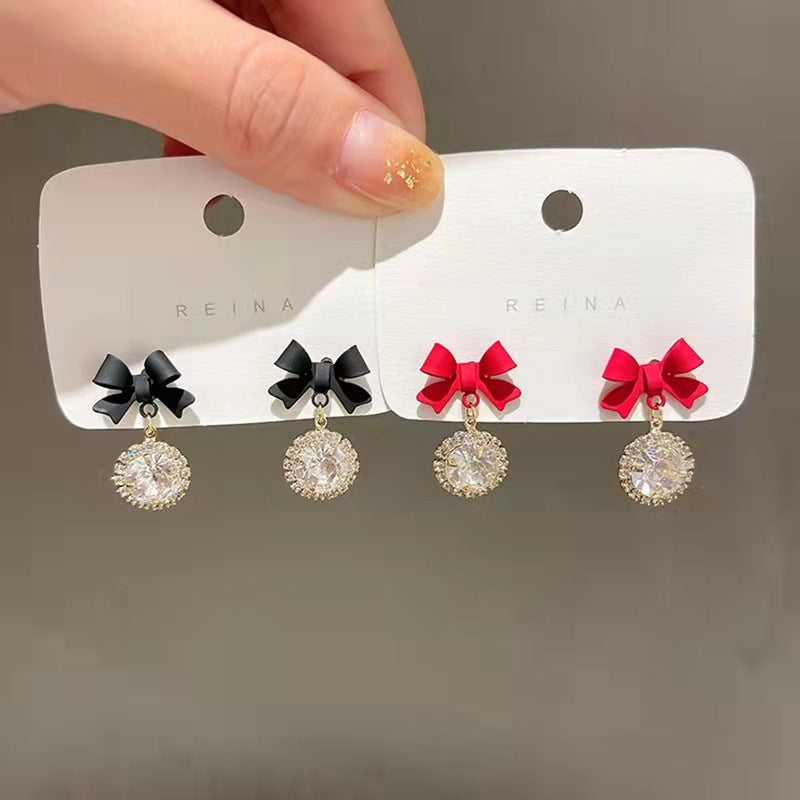 Sparkle Bow Drop Studs