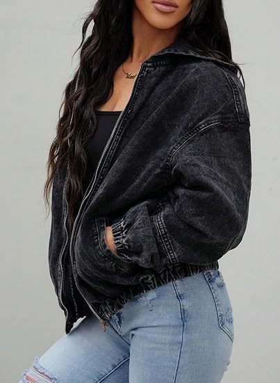 Washed Denim Style Hooded Jacket