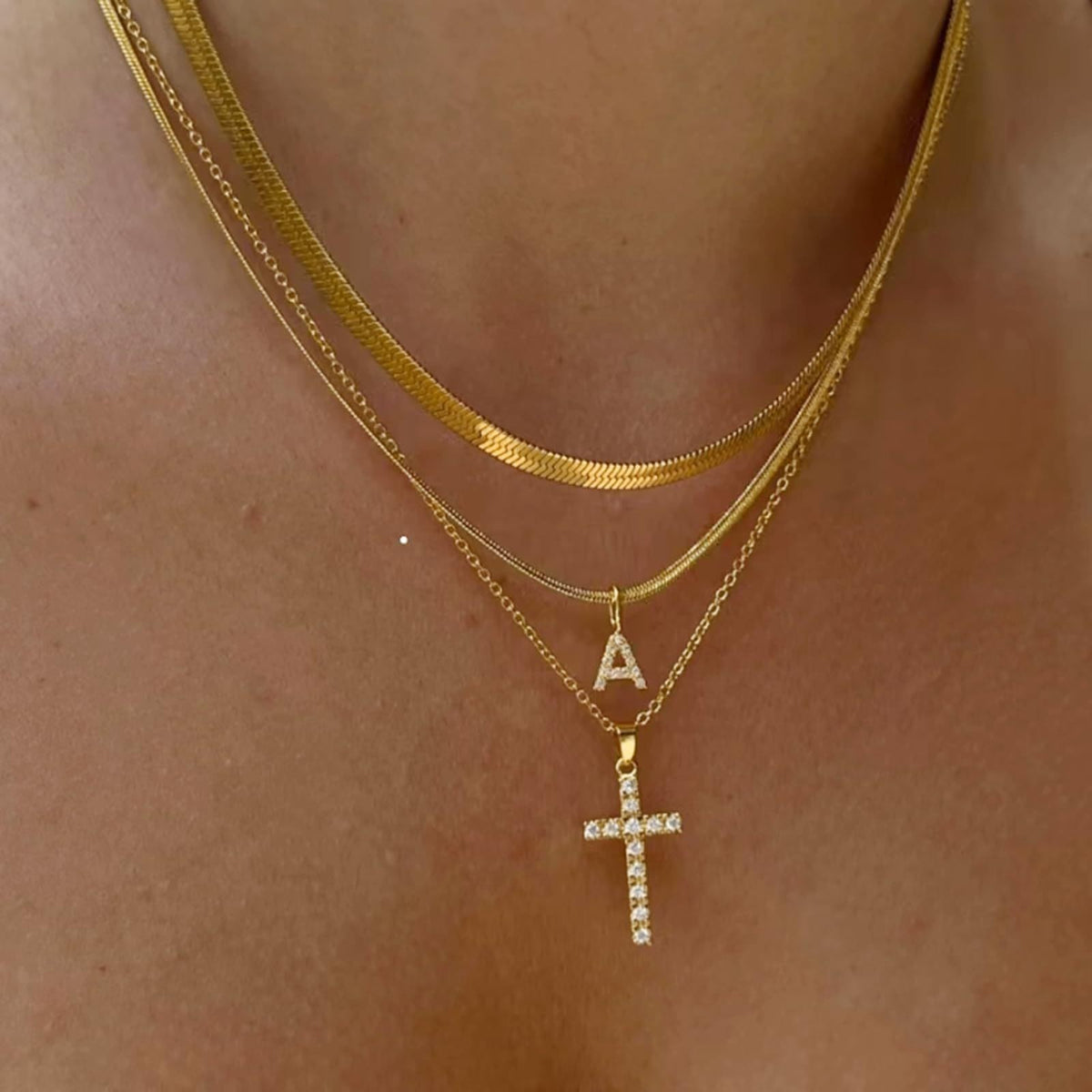 Golden Grace Layered Initial Necklace