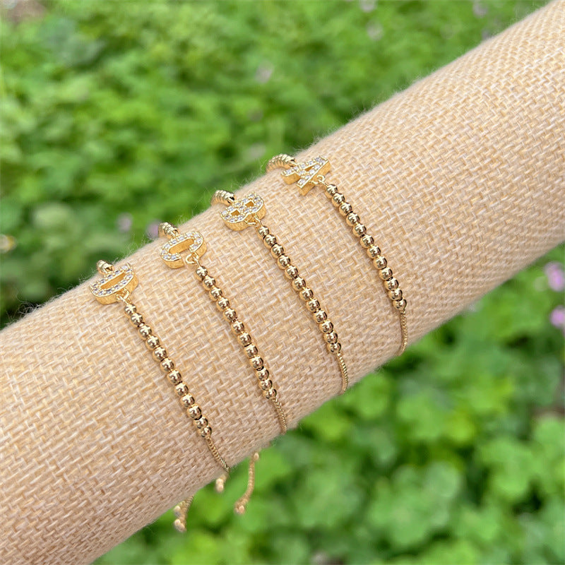 Gold and Gemstone Initial Bracelet- LETTER L