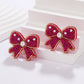 Beaded Holiday Bow Earrings