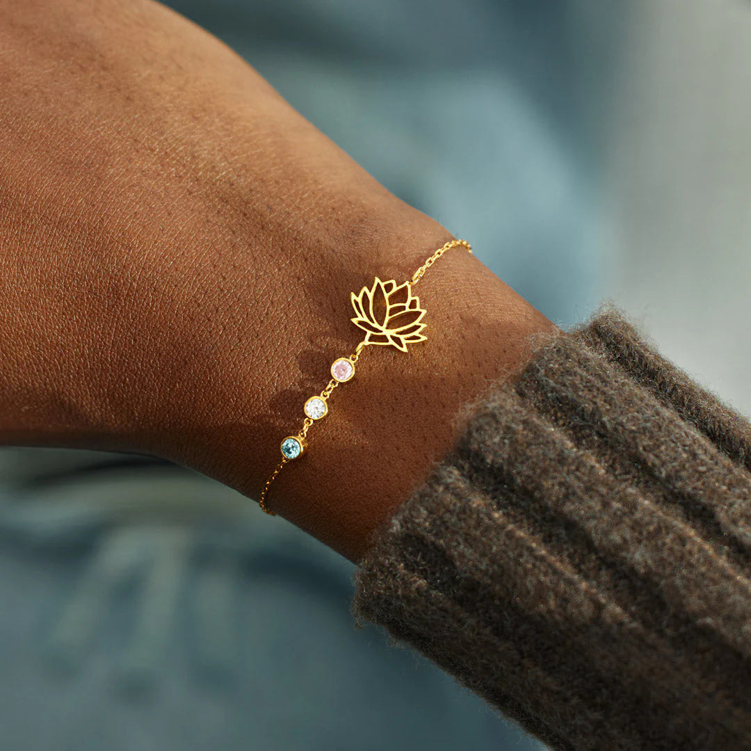 Preorder: Custom Birthstone Lotus Bracelet
