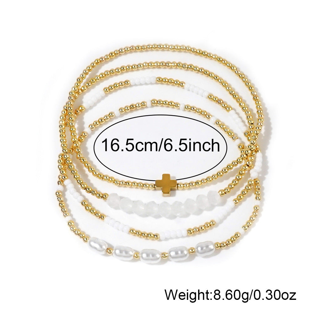 Beaded Cross Bracelet Stack