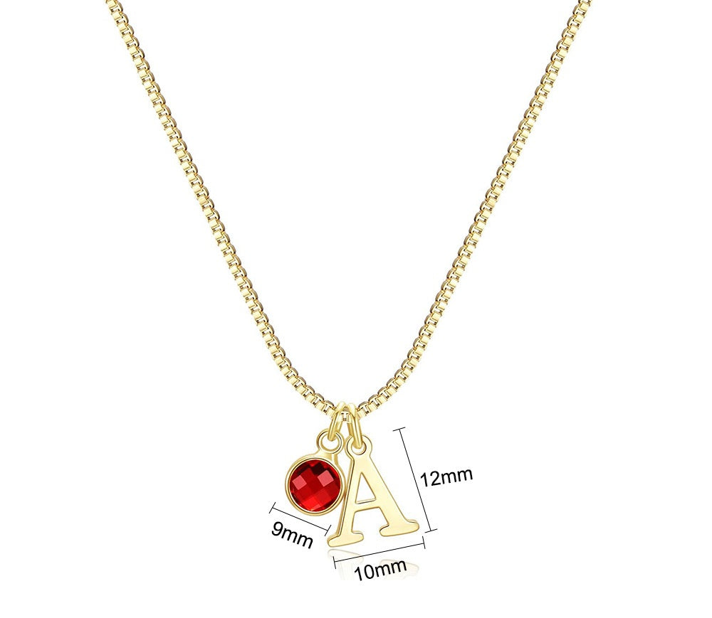 PREORDER: Initial Necklace with Birthstone Accents