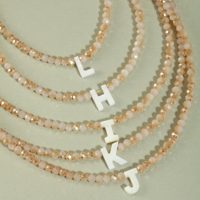 Preorder: Neutral Crystal Beaded Initial Necklace