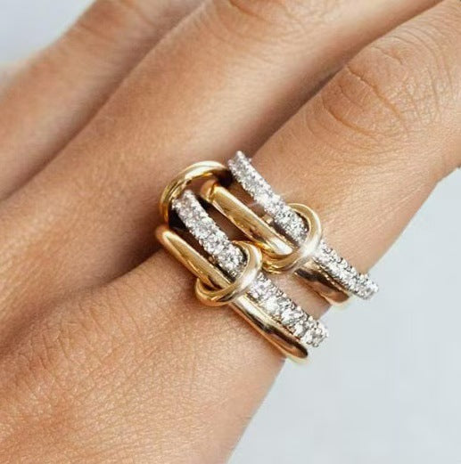 Preorder: Mixed Metal Pavé Link Rings