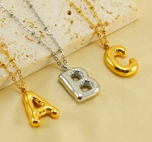 Preorder: Bubble Letter Initial Necklace