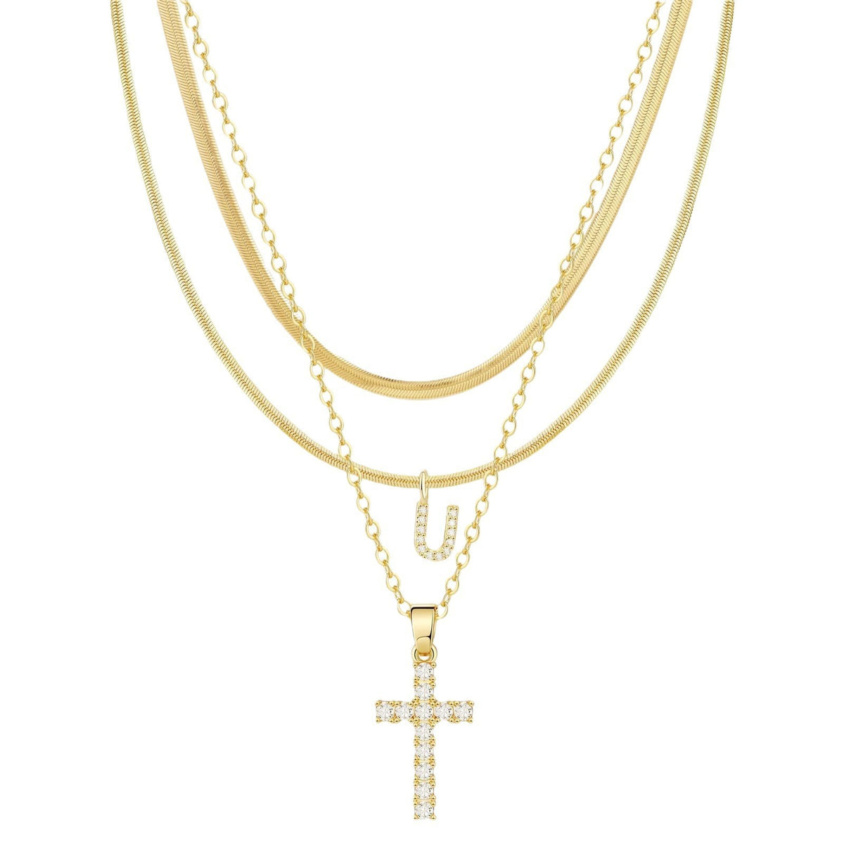 Golden Grace Layered Initial Necklace