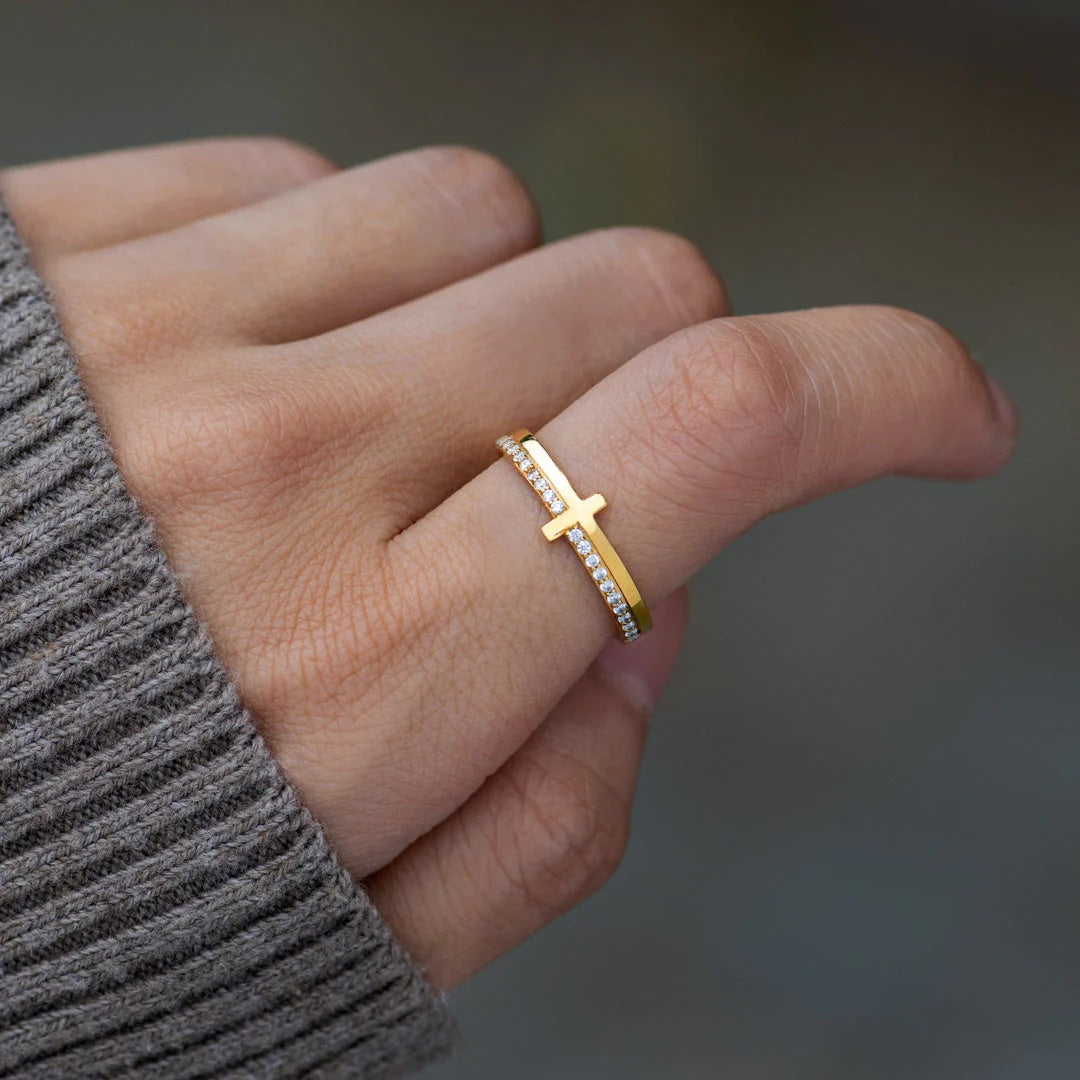 Sterling Cross Ring GOLD