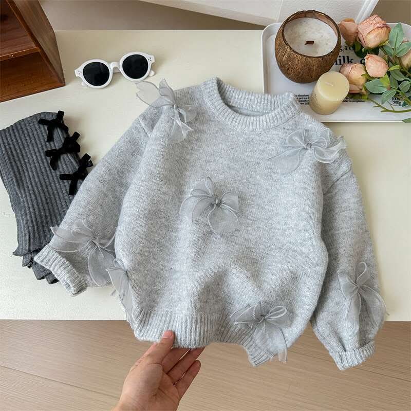 Little Girls Holiday Bow Sweater