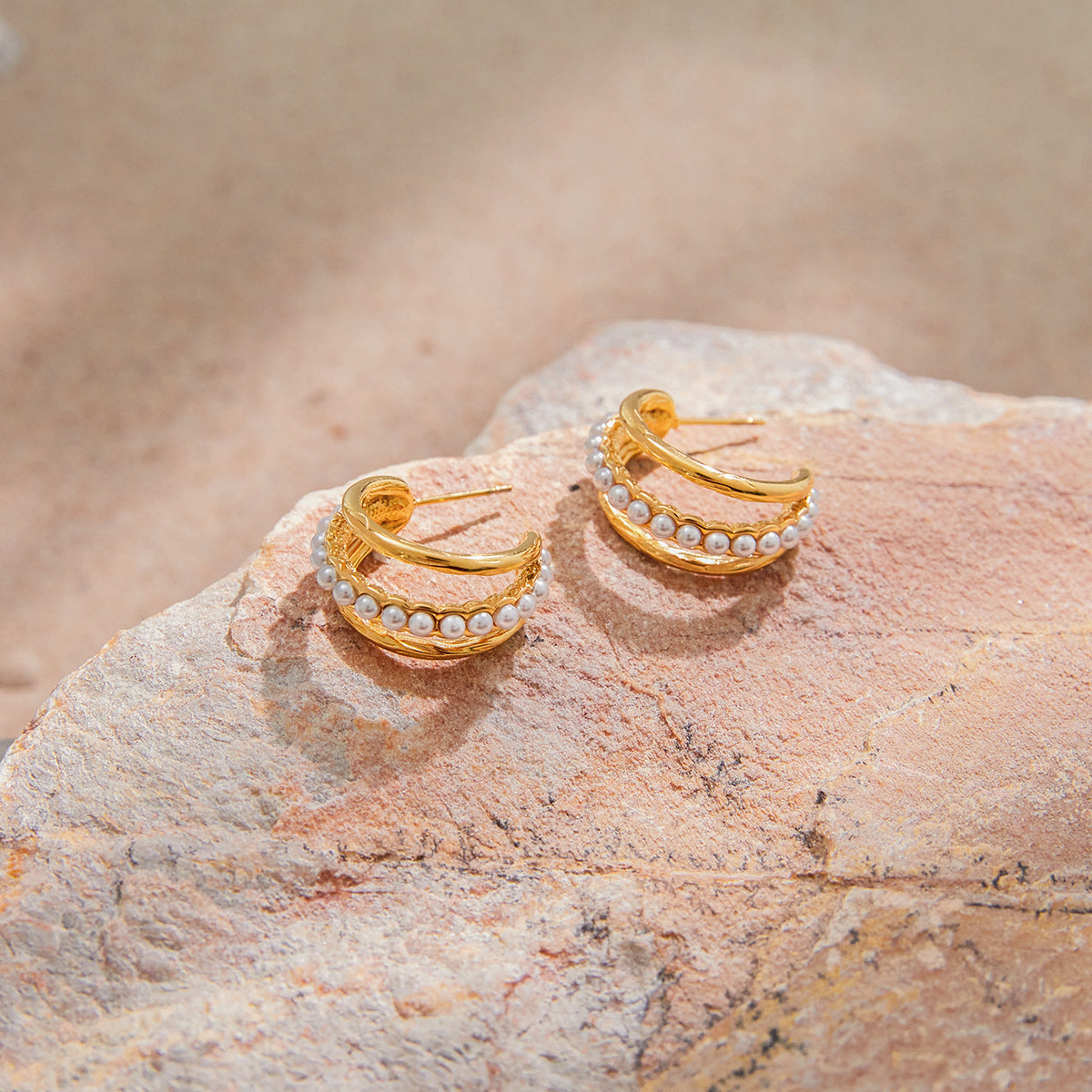 Preorder: Triple Layered Pearl Hoops