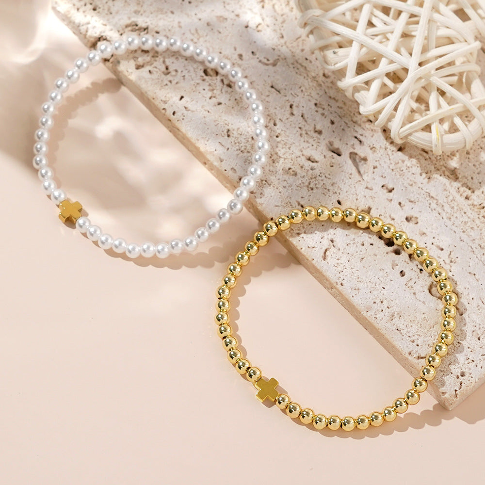 Pearl Cross Bracelet SET
