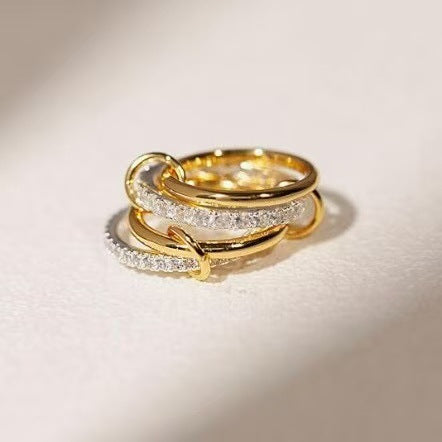 Preorder: Mixed Metal Pavé Link Rings