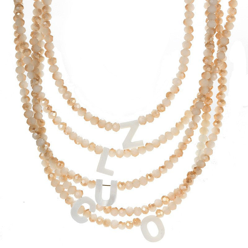 Preorder: Neutral Crystal Beaded Initial Necklace