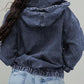 Washed Denim Style Hooded Jacket