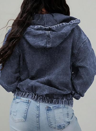 Washed Denim Style Hooded Jacket