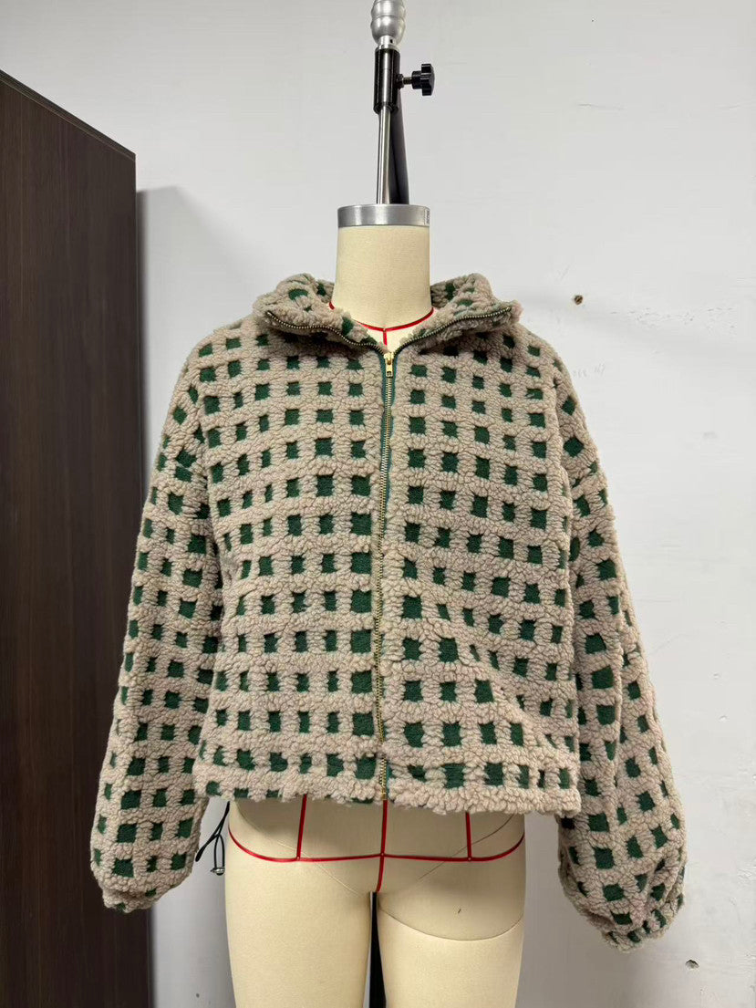 Cozy Check Sherpa Zip Jacket