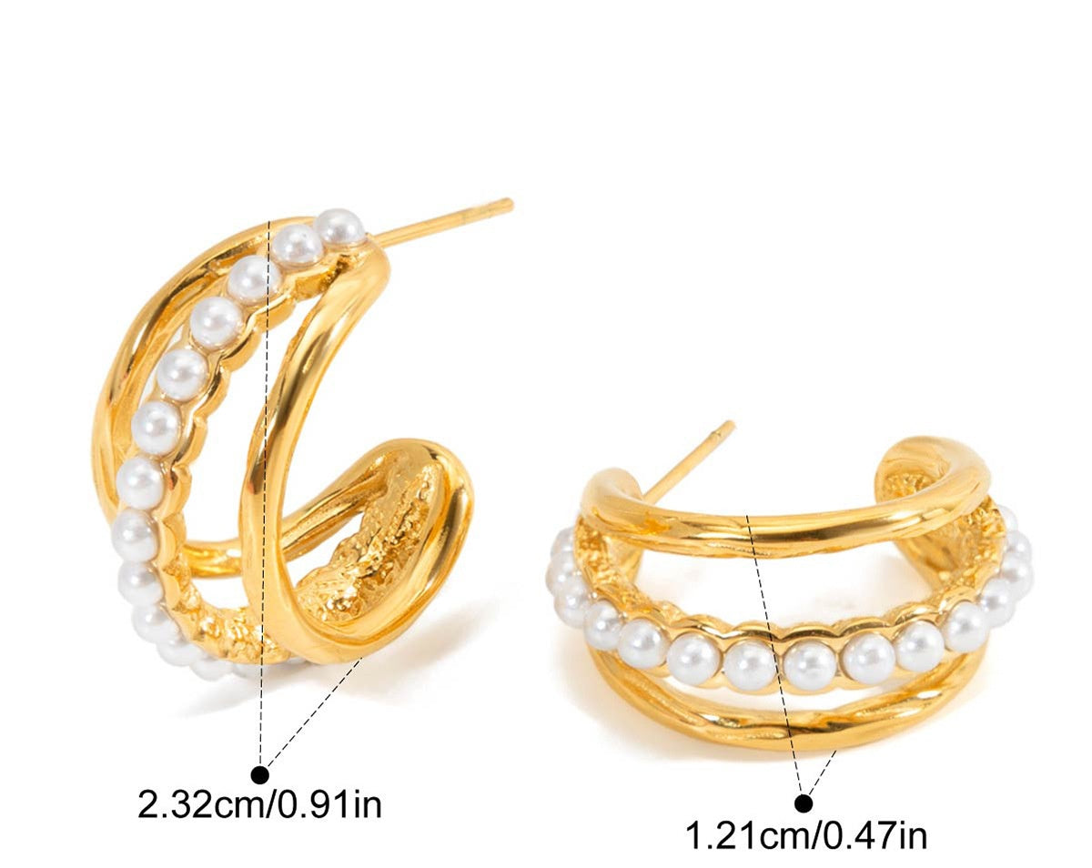 Preorder: Triple Layered Pearl Hoops