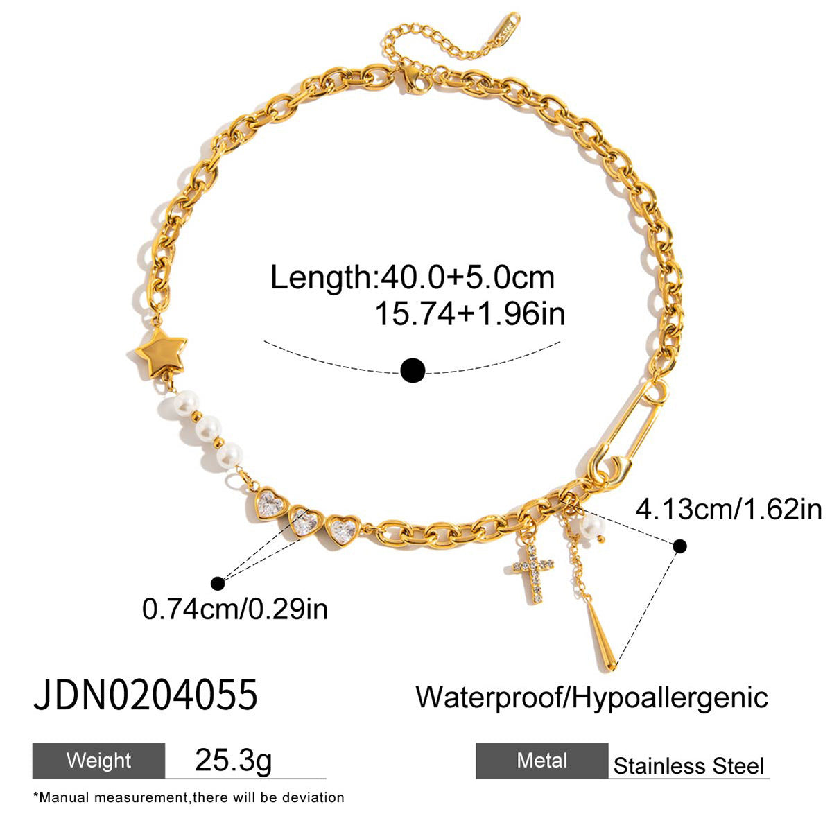 PREORDER: Trendy Stainless Steel Gold Plated Charm Necklace