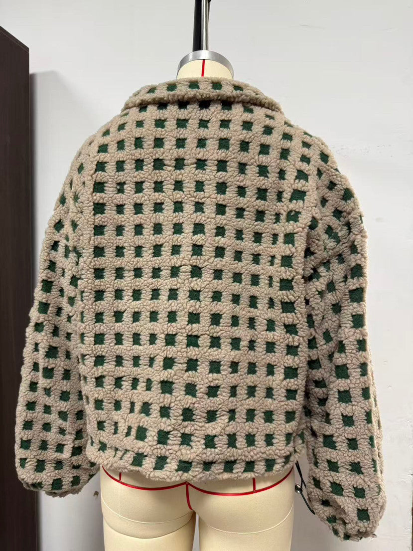 Cozy Check Sherpa Zip Jacket