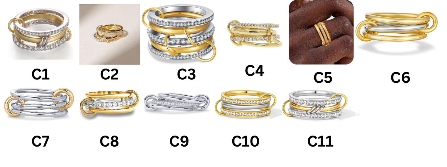 Preorder: Mixed Metal Pavé Link Rings