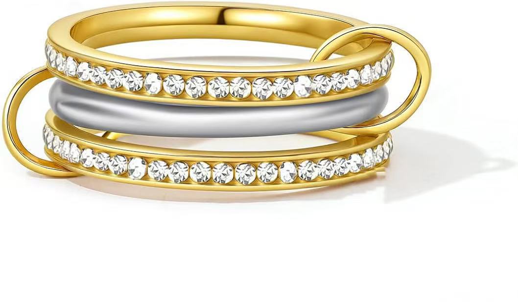 Preorder: Mixed Metal Pavé Link Rings