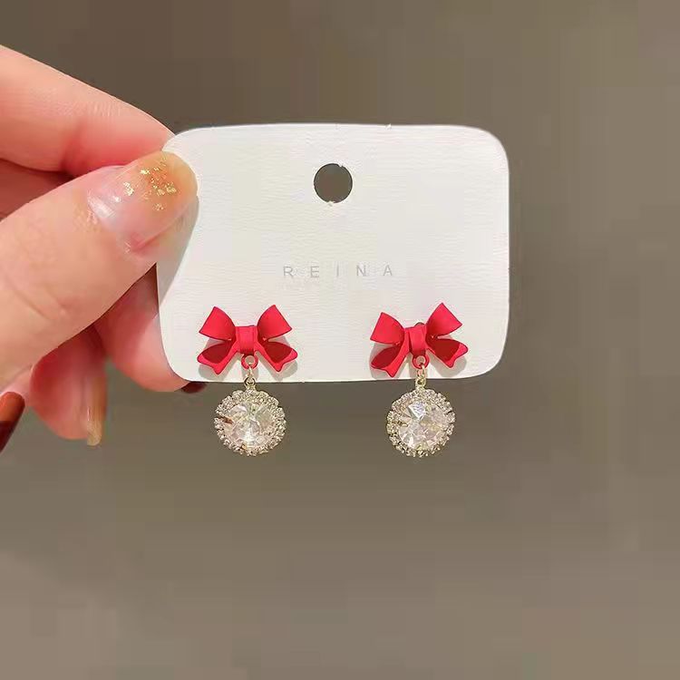 Sparkle Bow Drop Studs