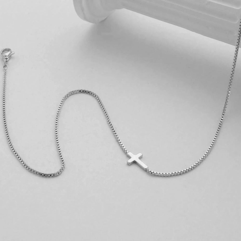 Preorder: Box Chain Cross Necklace