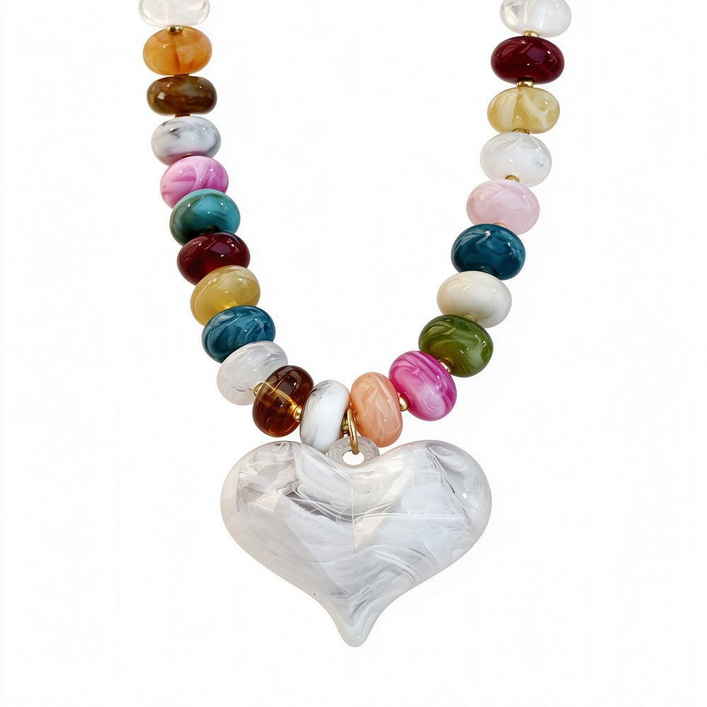 Autumn Heart Beaded Necklace