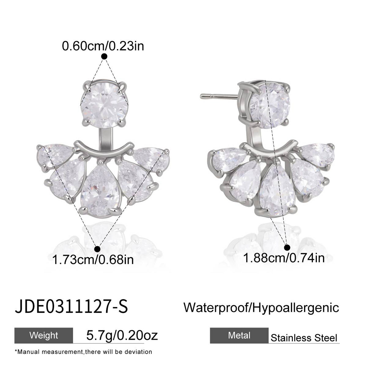 Gilded Petal Crystal Jacket Earrings