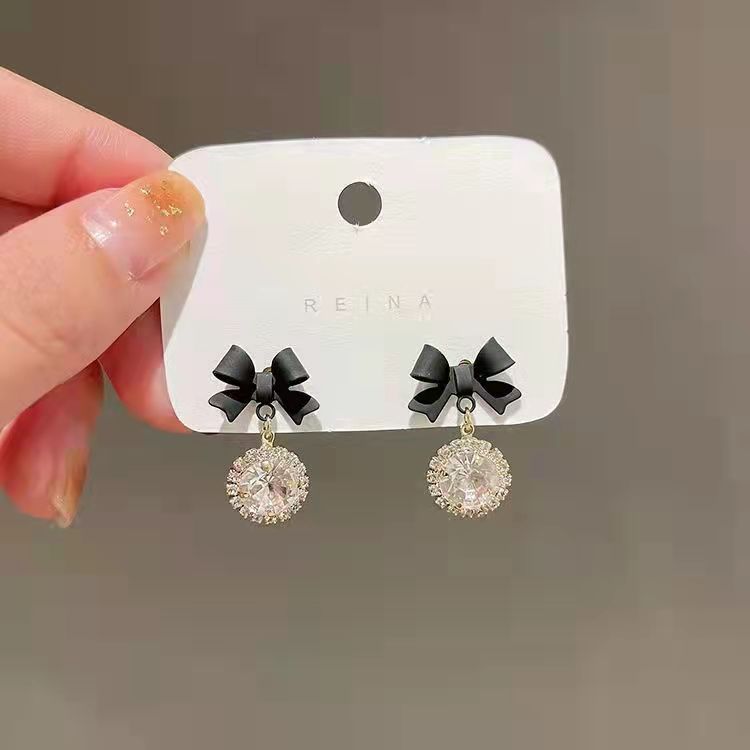 Sparkle Bow Drop Studs