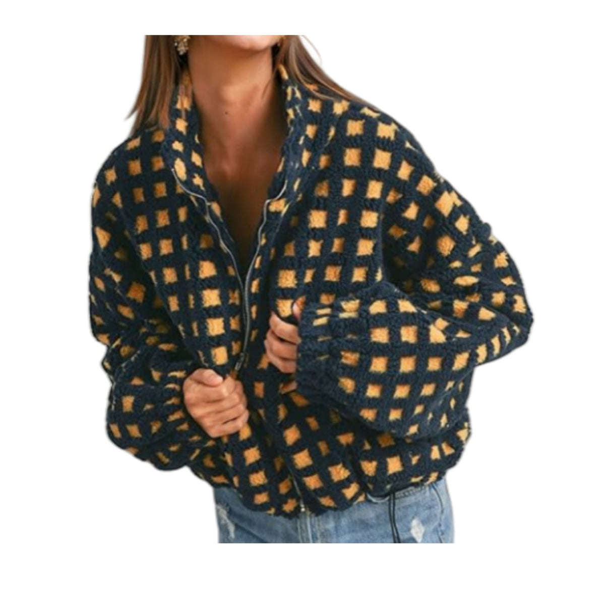 Cozy Check Sherpa Zip Jacket