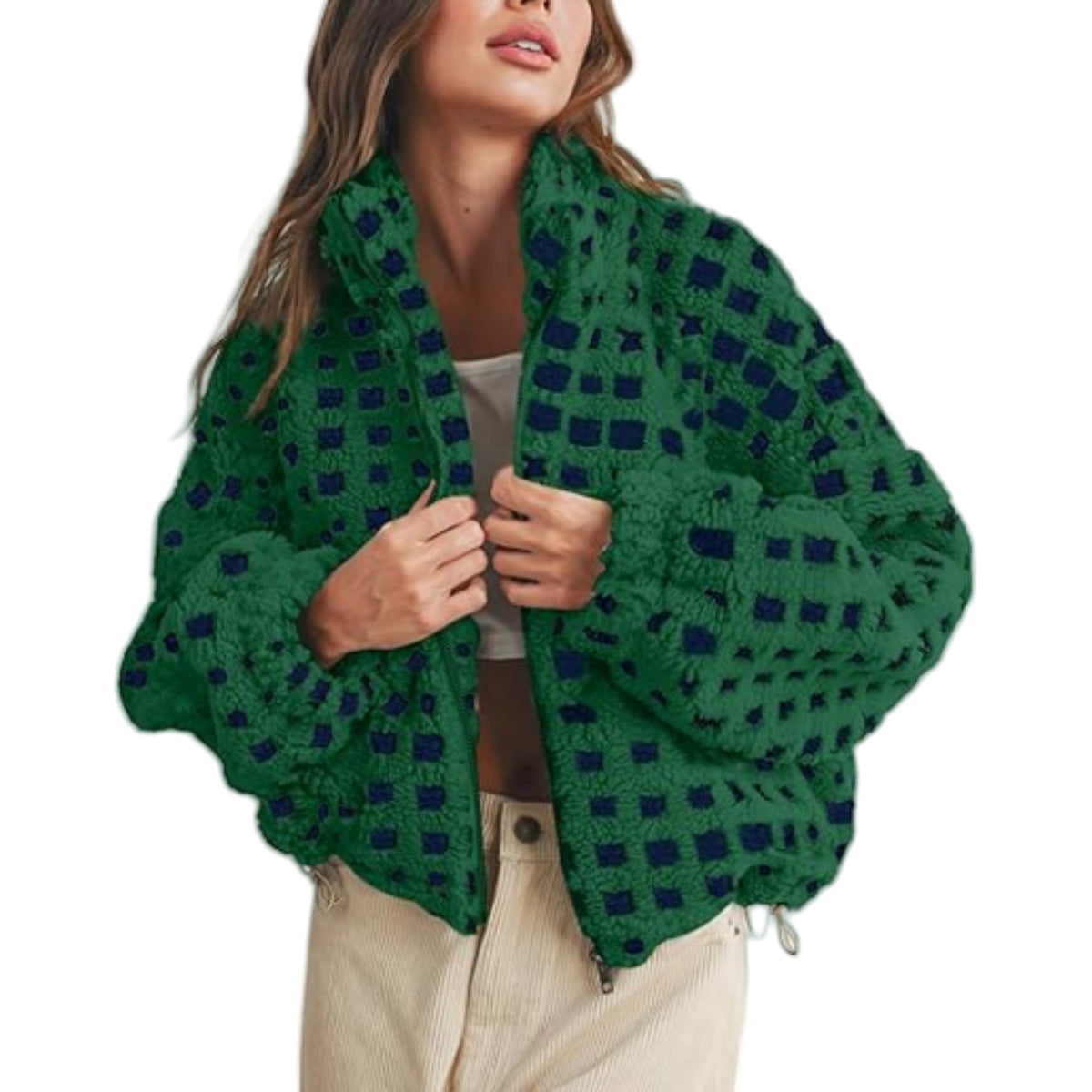 Cozy Check Sherpa Zip Jacket